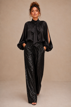 Celeste Sateen blouse in Noir