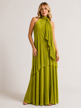 Chartreuse Plisse Goddess Gown