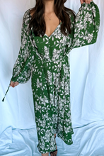 Green blossom boho dress