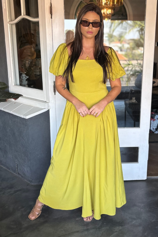 Flounce Sleeve Midi Dress
