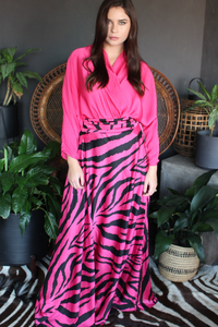 Pink and Black Statement Maxi Skirt
