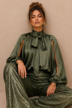 Celeste Sateen Blouse Military Green