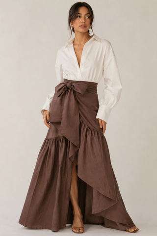 Cocoa Rawsilk wrap dress