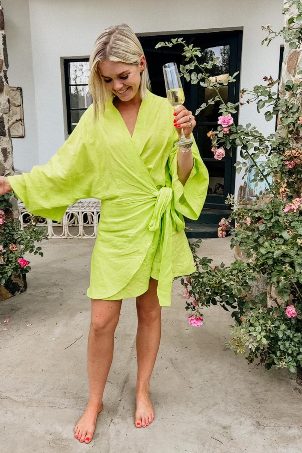 Linen top kimono dress