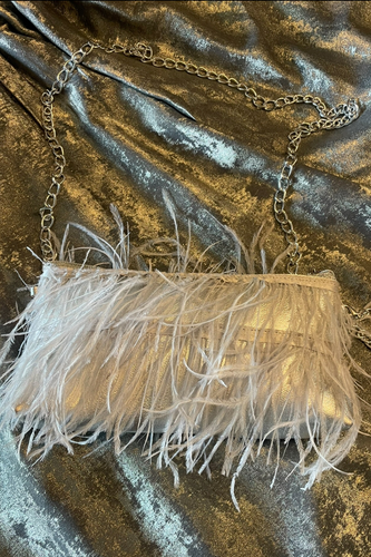 Silver Mirage Ostrich Bag