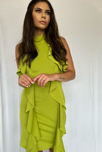 Lime Zest Ruffle Delight Mini Dress
