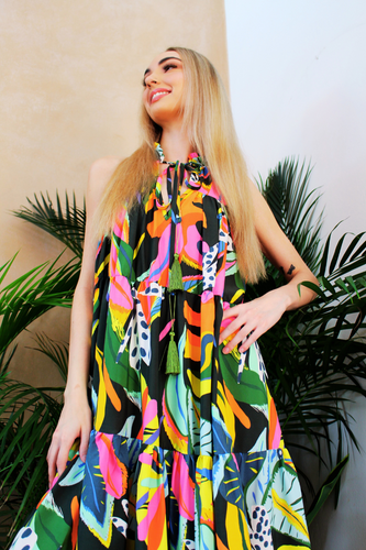 Tropical Peter Pan Maxi Dress
