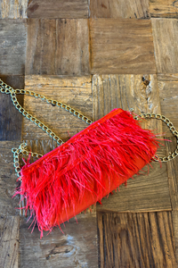 Scarlet Affair Ostrich Bag