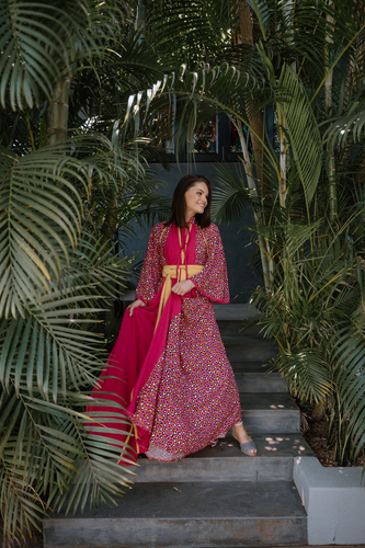 The Ochre & Pink Flutter Gown