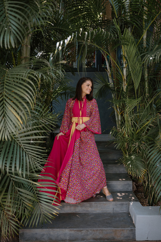 The Ochre & Pink Flutter Gown