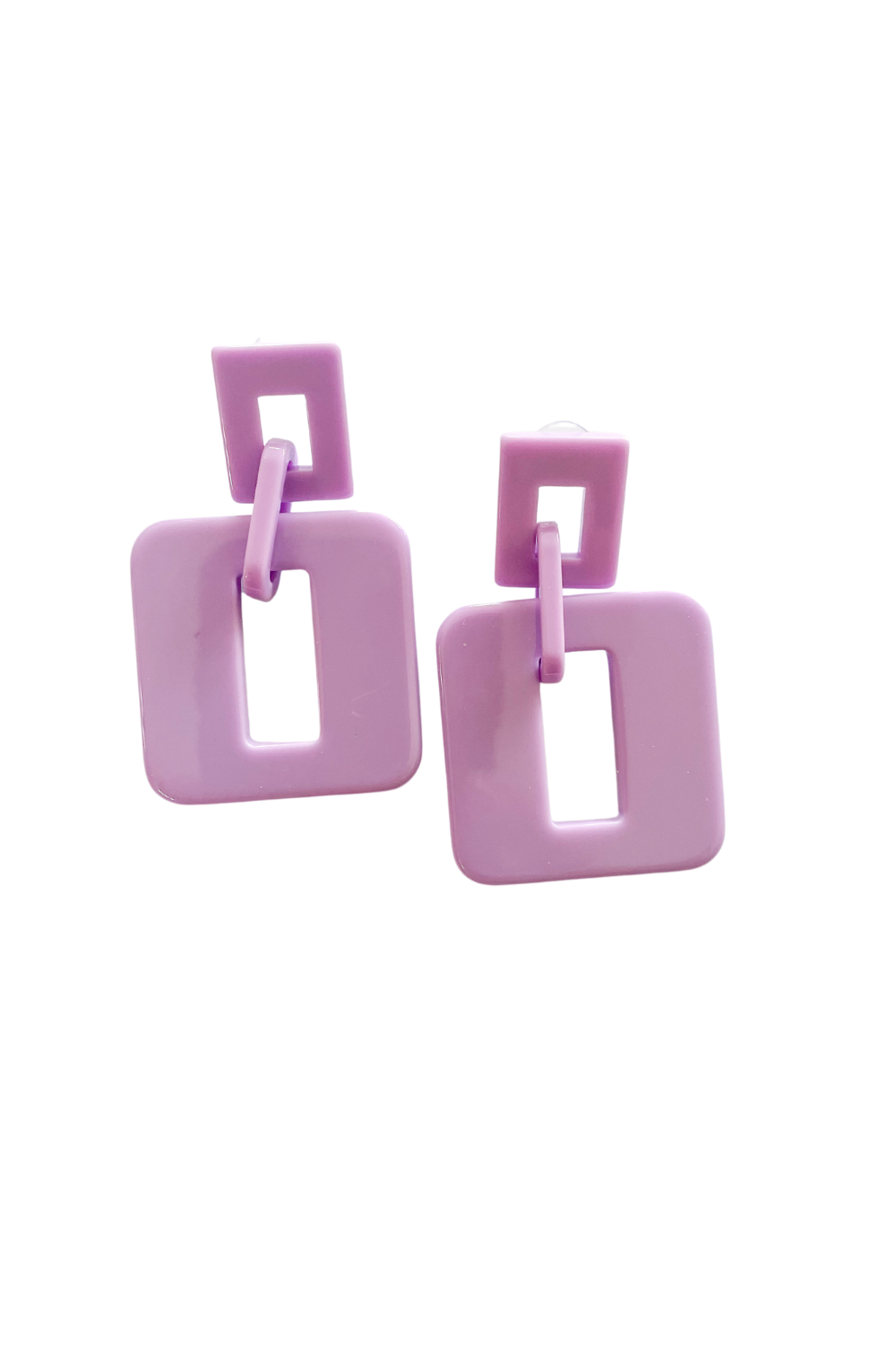 Lilac Hollow Out Square Drop Earrings