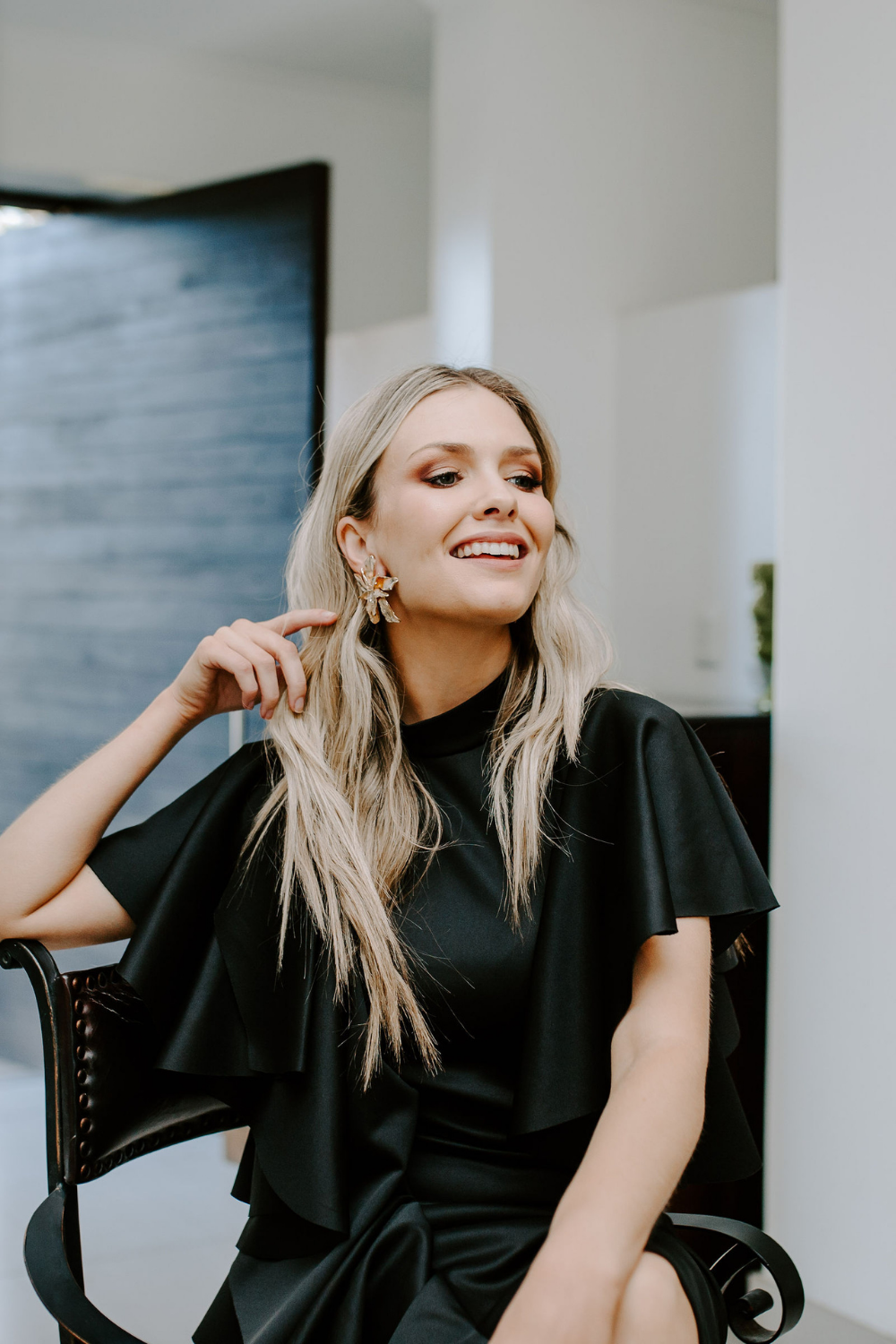 Black ruffle cocktail dress best sale