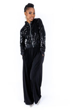 Black Sequin Bomber