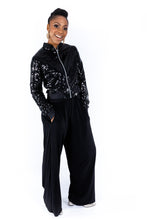 Black Sequin Bomber