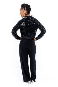 Black Sequin Bomber