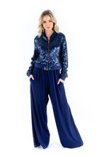 Navy Sequin Bomber