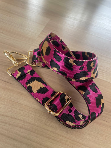 Leopard Magenta base bag strap