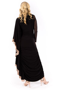 Black & Gold Sequin Batwing Dress