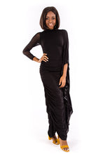 Black Sequin Batwing Dress