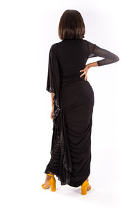 Black Sequin Batwing Dress