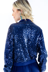 Navy Sequin Bomber